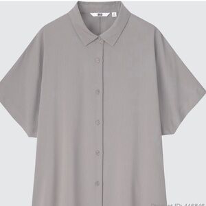 Uniqlo Rayon Short Sleeve Gray Blouse